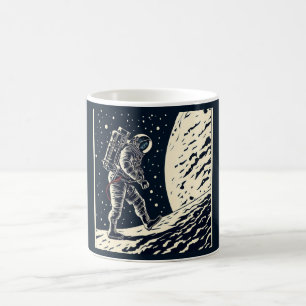 SF - Astronaut op Spacewalk Woodcut 1 Koffiemok