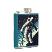 SF - Astronaut op Spacewalk Woodcut 2 Heupfles (Rechts)