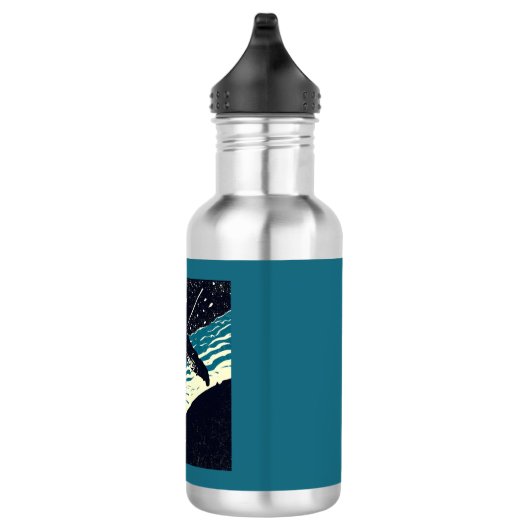 SF - Astronaut op Spacewalk Woodcut 2 Waterfles (Rechts)