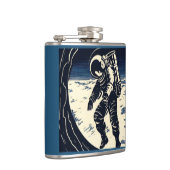 SF - Astronaut op Spacewalk Woodcut 3 Heupfles (Rechts)