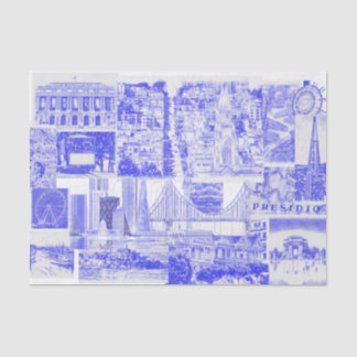 SF Bay Area Icons Blauwe inkt Toile Tissuepapier