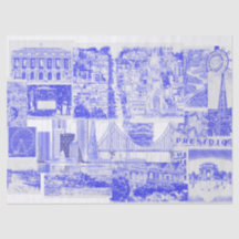 SF Bay Area Icons Blauwe inkt Toile