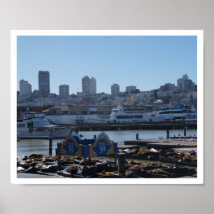 SF City Skyline & Pier 39 Zee Lions #1-2 Poster