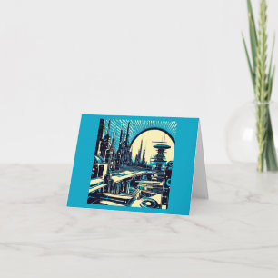 SF Futuristische City Woodcut 3 Kaart