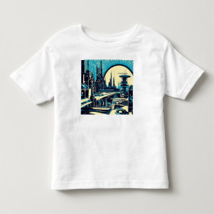 SF Futuristische City Woodcut 3 Kinder Shirts