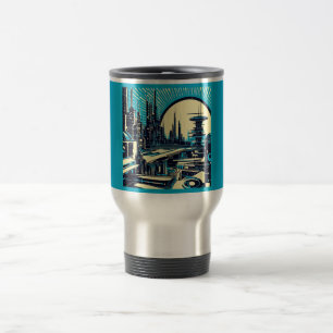 SF Futuristische City Woodcut 3 Reisbeker
