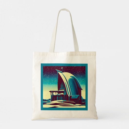 SF Futuristische Kerk 1 Tote Bag (Achterkant)
