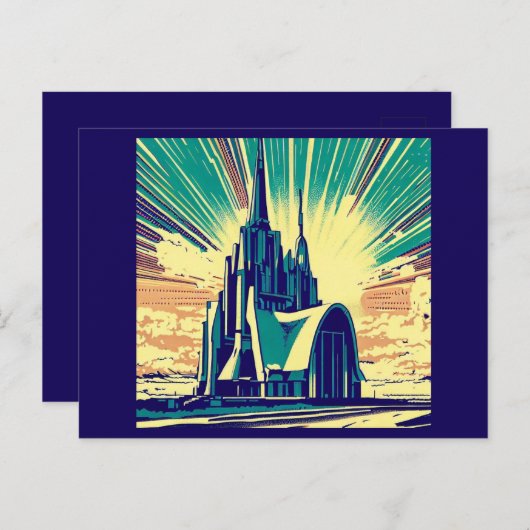SF Futuristische Kerk 3 Briefkaart (Voorkant / Achterkant)