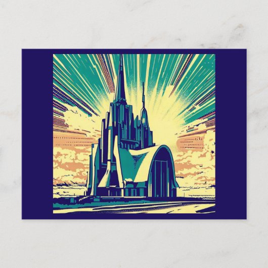 SF Futuristische Kerk 3 Briefkaart (Voorkant)