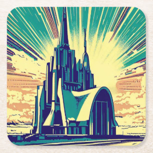 SF Futuristische Kerk 3 Kartonnen Onderzetters