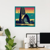SF Futuristische Kerk 3 Poster (Thuiskantoor)