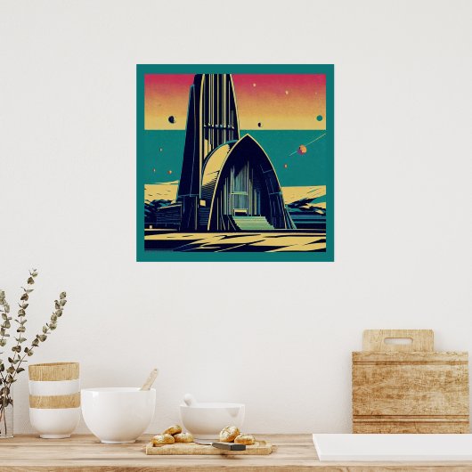SF Futuristische Kerk 3 Poster (Keuken)