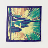 SF Futuristische Kerk 3 Wandkleed (Voorkant (horizontaal))