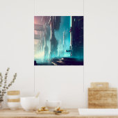 SF Futuristische Stad 1 Poster (Keuken)