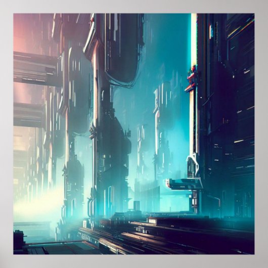 SF Futuristische Stad 1 Poster (Voorkant)