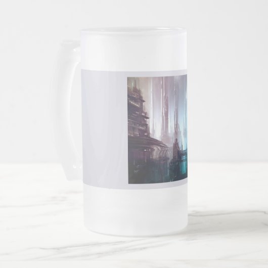 SF Futuristische Stad 2 Matglas Bierpul (Voorkant links)