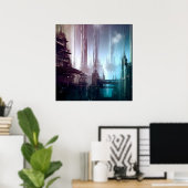 SF Futuristische Stad 2 Poster (Thuiskantoor)