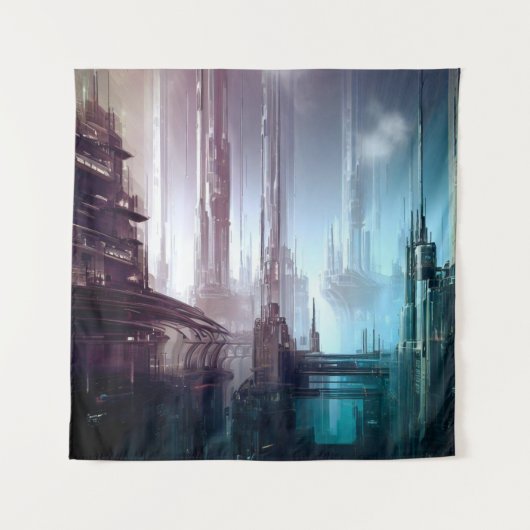 SF Futuristische Stad 2 Wandkleed (Voorkant)
