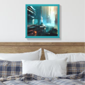 SF Futuristische Stad 3 Canvas Afdruk (Insitu (Slaapkamer))