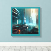SF Futuristische Stad 3 Canvas Afdruk (Insitu (Houten vloer))