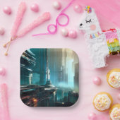 SF Futuristische Stad 3 Papieren Bordje (Feest)