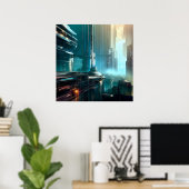 SF Futuristische Stad 3 Poster (Thuiskantoor)