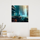 SF Futuristische Stad 3 Poster (Keuken)