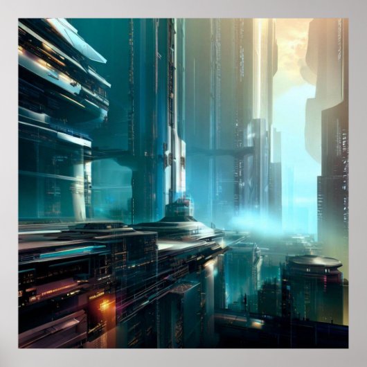 SF Futuristische Stad 3 Poster (Voorkant)