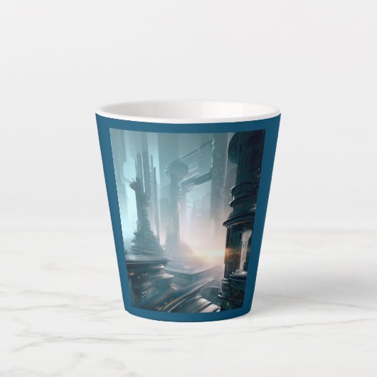 SF Futuristische Stad 4 Latte Mok (Voorkant)