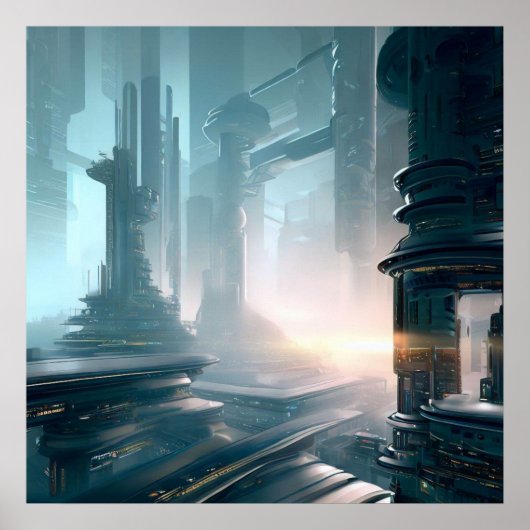 SF Futuristische Stad 4 Poster (Voorkant)