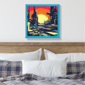 SF Futuristische Stad Houtsnede 1 Canvas Afdruk (Insitu (Slaapkamer))