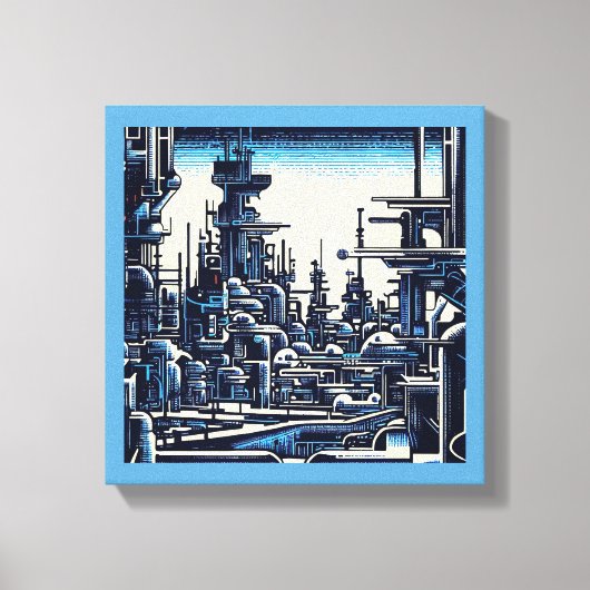 SF Futuristische Stad Houtsnede 4 Canvas Afdruk (Voorkant)