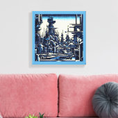 SF Futuristische Stad Houtsnede 4 Canvas Afdruk (Insitu (Woonkamer))
