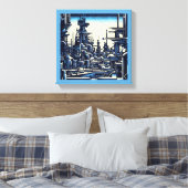 SF Futuristische Stad Houtsnede 4 Canvas Afdruk (Insitu (Slaapkamer))