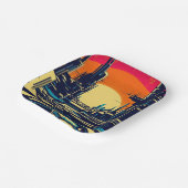 SF Futuristische Stad Woodcut 1 Papieren Bordje (Gebogen)