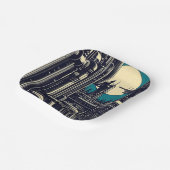 SF Futuristische Stad Woodcut 2 Papieren Bordje (Gebogen)