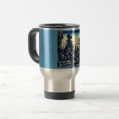 SF Futuristische Stad Woodcut 4 Reisbeker (Voorkant links)