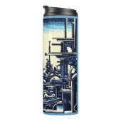 SF Futuristische Stad Woodcut 4 Thermosbeker (Geroteerd rechts)