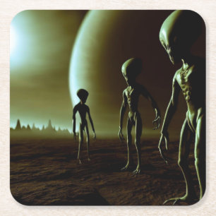 SF Grijze Aliens 1 Kartonnen Onderzetters