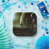 SF Grijze Aliens 1 Papieren Bordje (Feest)