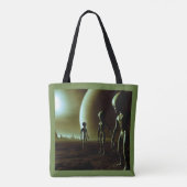 SF Grijze Aliens 1 Tote Bag (Achterkant)