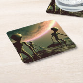 SF Grijze Aliens 2 Kartonnen Onderzetters (Schuin)