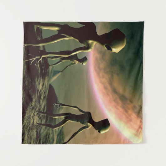 SF Grijze Aliens 2 Wandkleed (Voorkant (horizontaal))