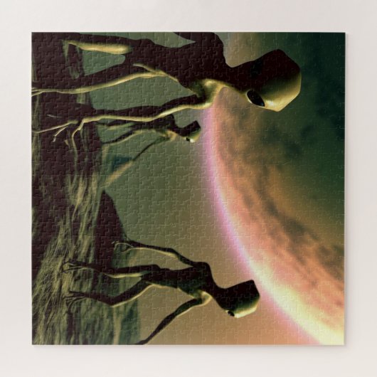 SF Grijze Aliens op Alien Planet (2) Legpuzzel (Horizontaal)