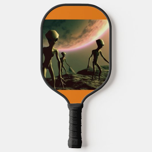 SF Grijze Aliens op Alien Planet (2) Pickleball Paddle (Achterkant)