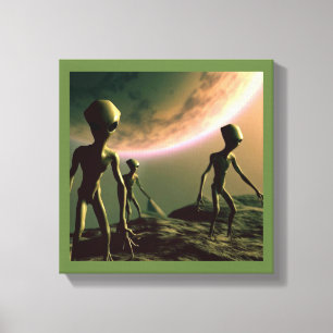 SF Grijze Buitenaardse Wezens 2 Canvas Afdruk