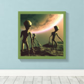 SF Grijze Buitenaardse Wezens 2 Canvas Afdruk (Insitu (Houten vloer))