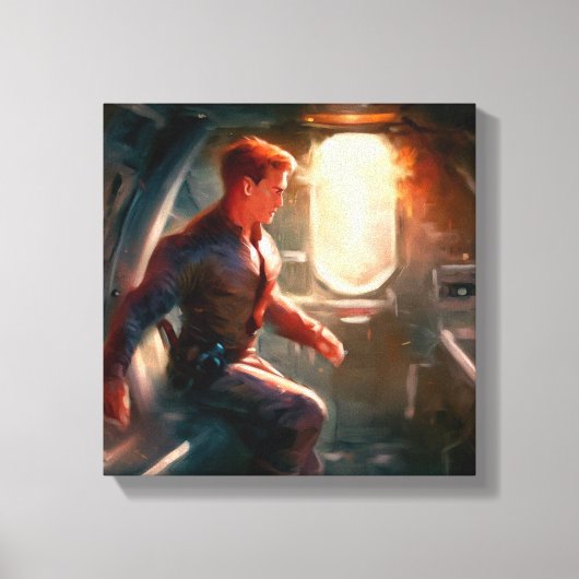 SF Hero aan boord van ruimteschip 1 Canvas Afdruk (Voorkant)