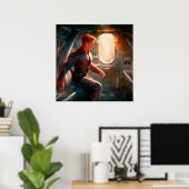 SF Hero aan boord van ruimteschip 1 Poster (Thuiskantoor)