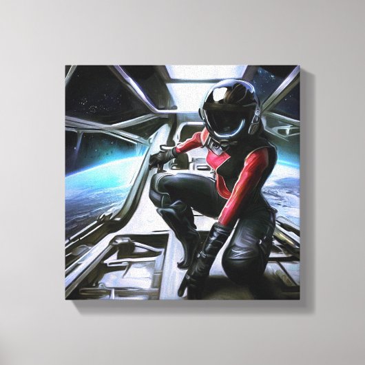 SF Hero aan boord van ruimteschip 2 Canvas Afdruk (Voorkant)